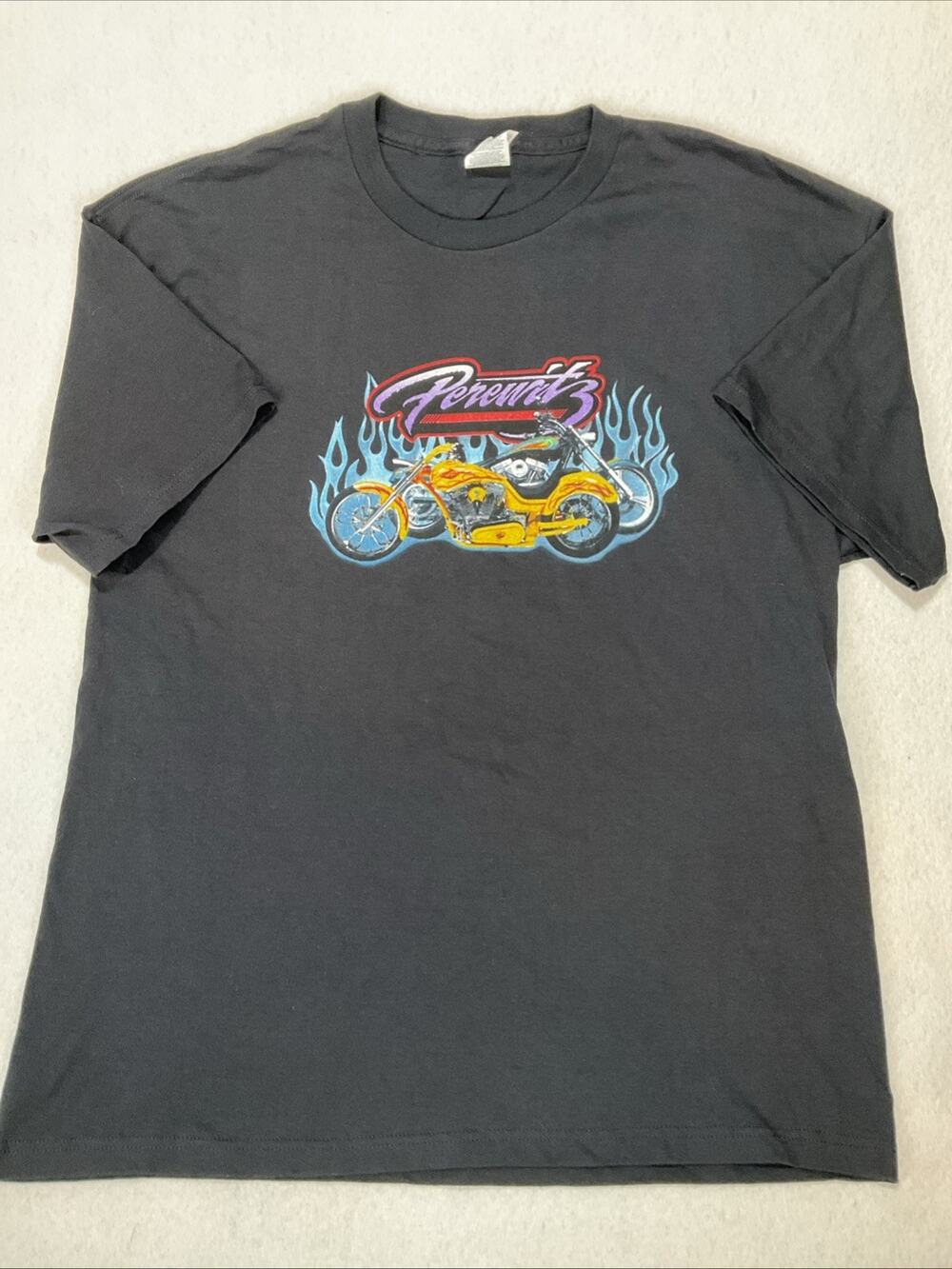 Perewitz Motorcycle Delta Shirt Mens XL Short Sleeve Black Crew Neck 100% Cotton